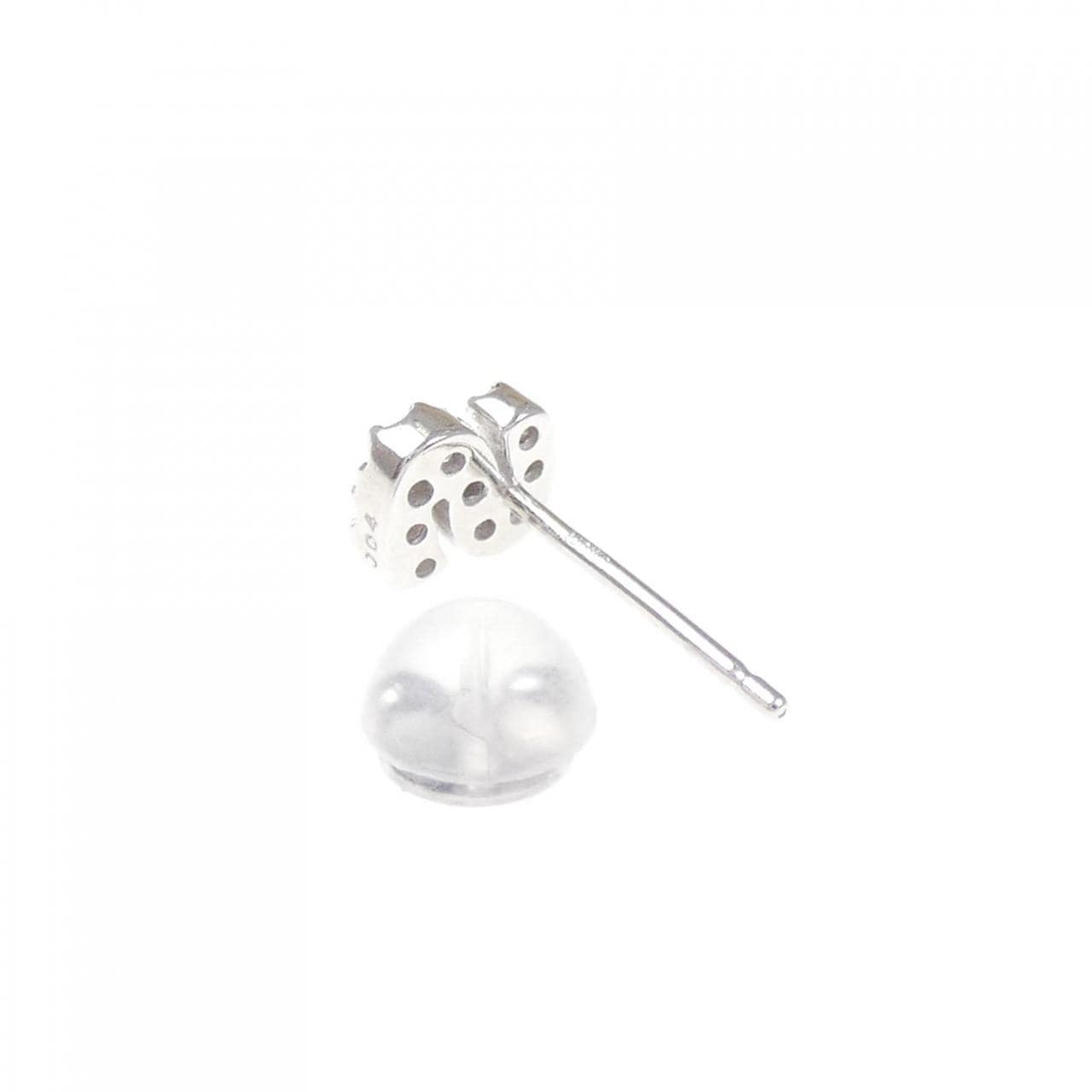 K18WG イニシャルS ダイヤモンド ピアス 0.04CT 片耳