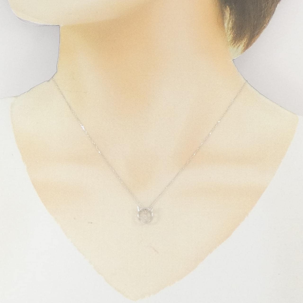 K10WG キャット ダイヤモンド ネックレス 0.03CT