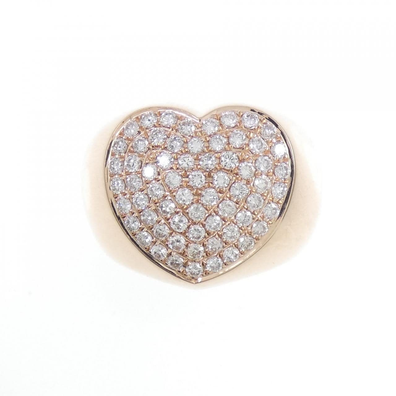 18KPG Pave Heart Diamond Ring 0.72CT