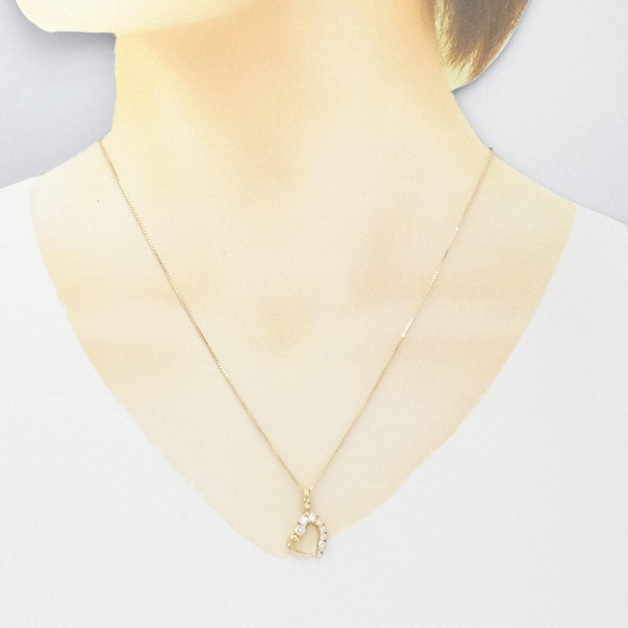 K18YG ハート ダイヤモンド ネックレス 0.41CT