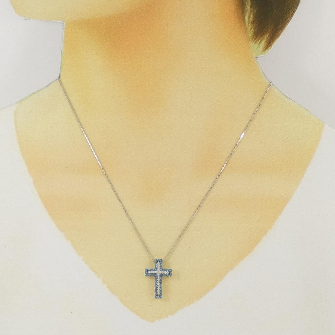 K18WG/K18BG 2WAY クロス ダイヤモンド ネックレス 0.50CT