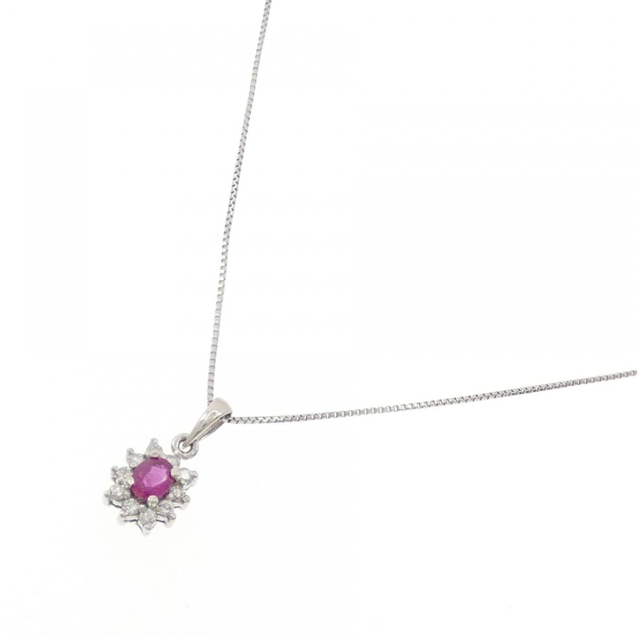 PT900/PT850 ルビー ネックレス 0.21CT