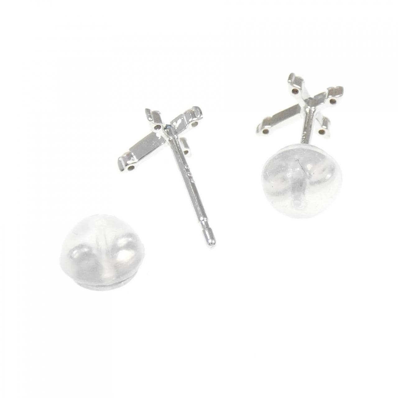 K18WG クロス ダイヤモンド ピアス 0.06CT