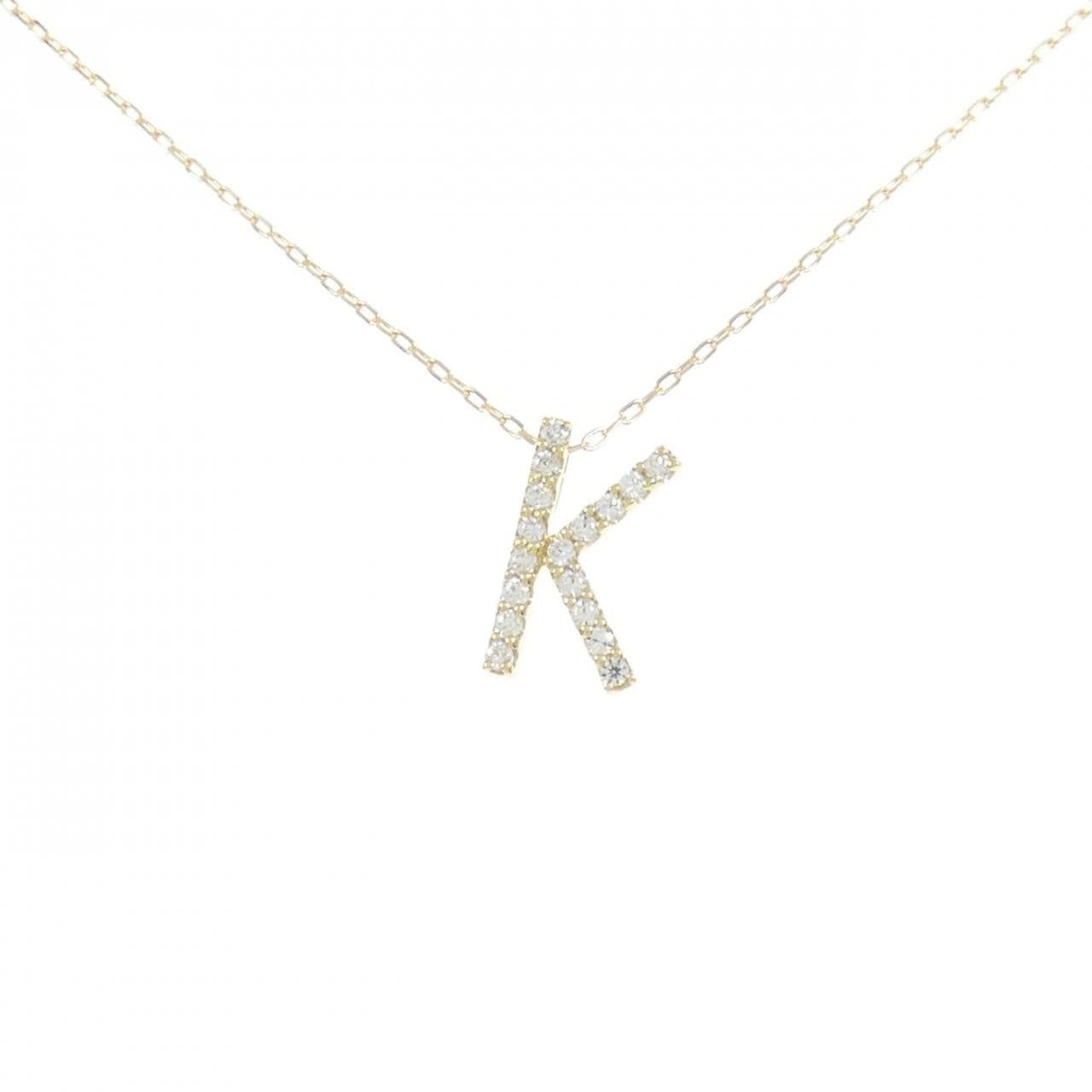 K18YG首字母K立方體項鏈