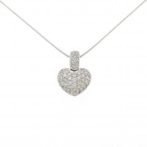 K18WG ハート パヴェ ダイヤモンド ネックレス 1.00CT