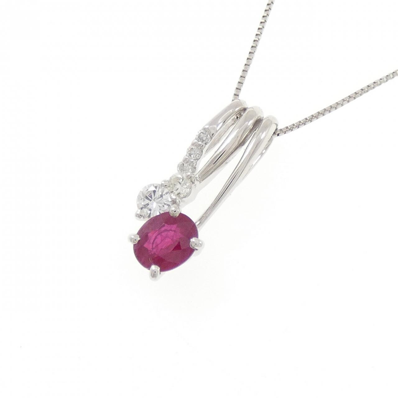 PT900/PT850 ルビー ネックレス 0.62CT