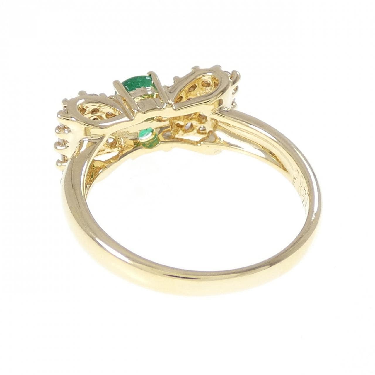 K18YG蝴蝶結翡翠戒指0.37CT