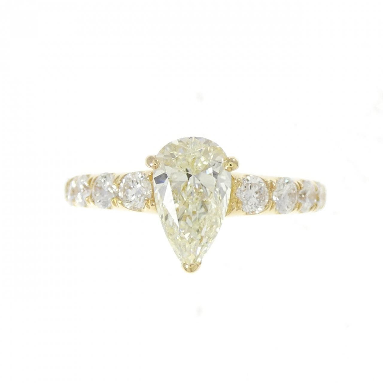 K18YG ダイヤモンド リング 1.054CT L VS2 ペアシェイプ