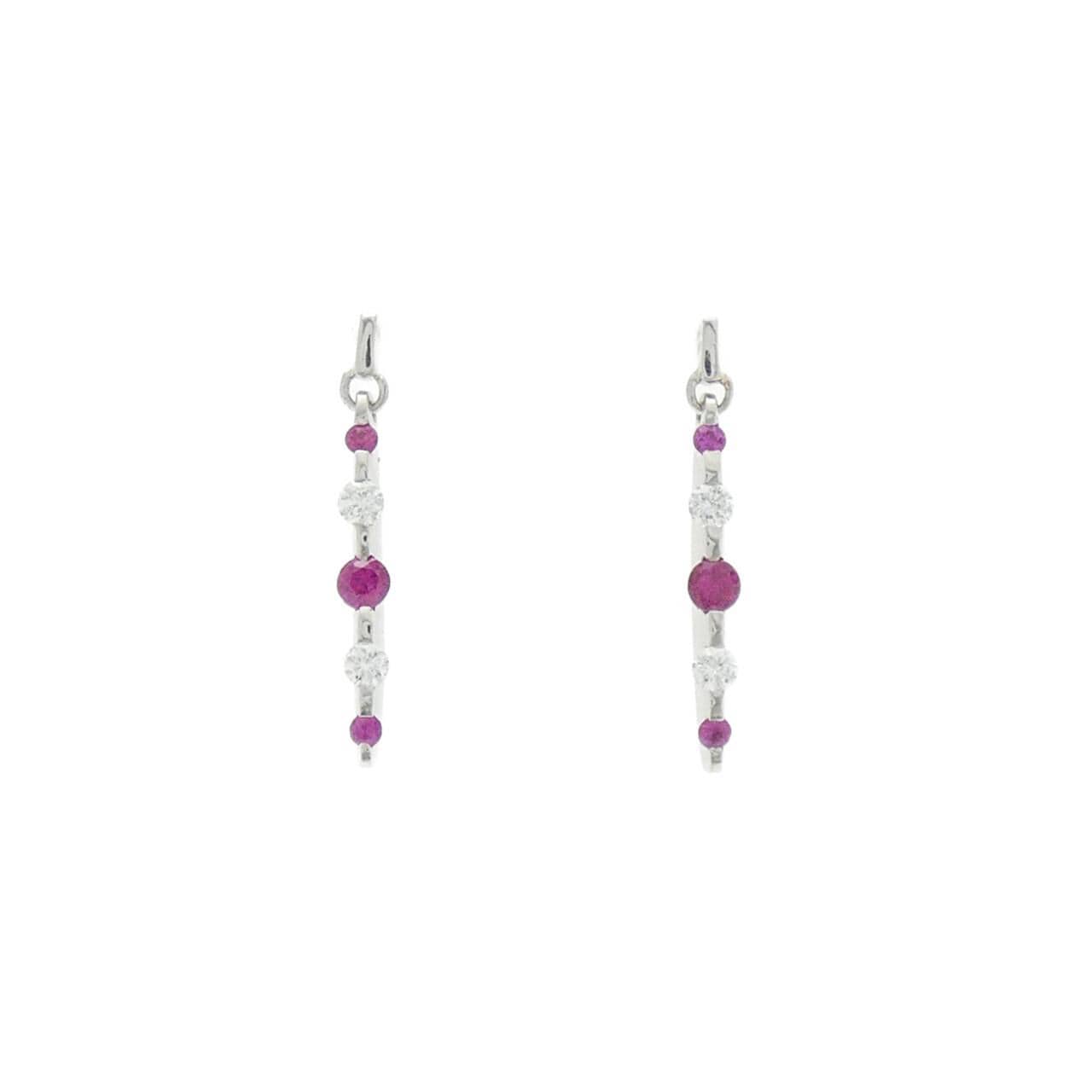 PT900 ルビー ピアス 0.22CT