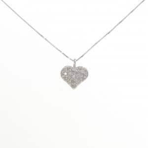 K18WG ハート パヴェ ダイヤモンド ネックレス 0.20CT