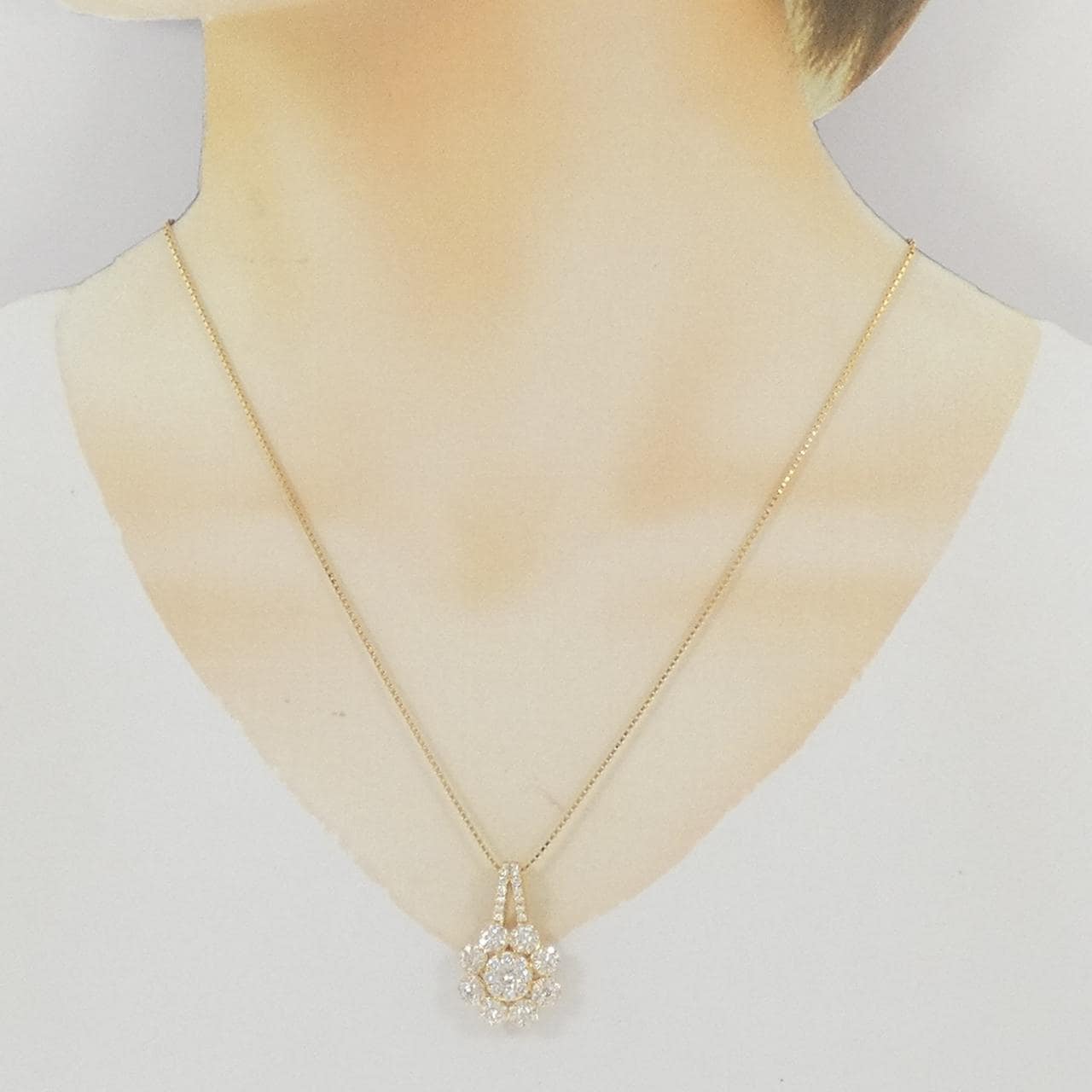 K18YG フラワー ダイヤモンド ネックレス 2.00CT