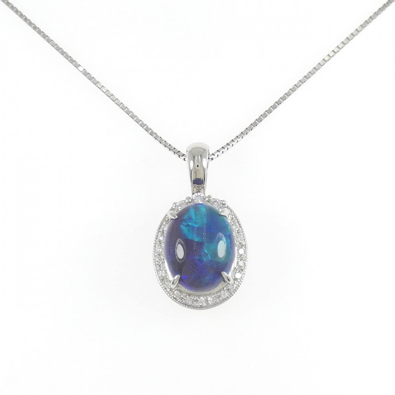 PT900/PT850 ブラックオパール ネックレス 5.60CT