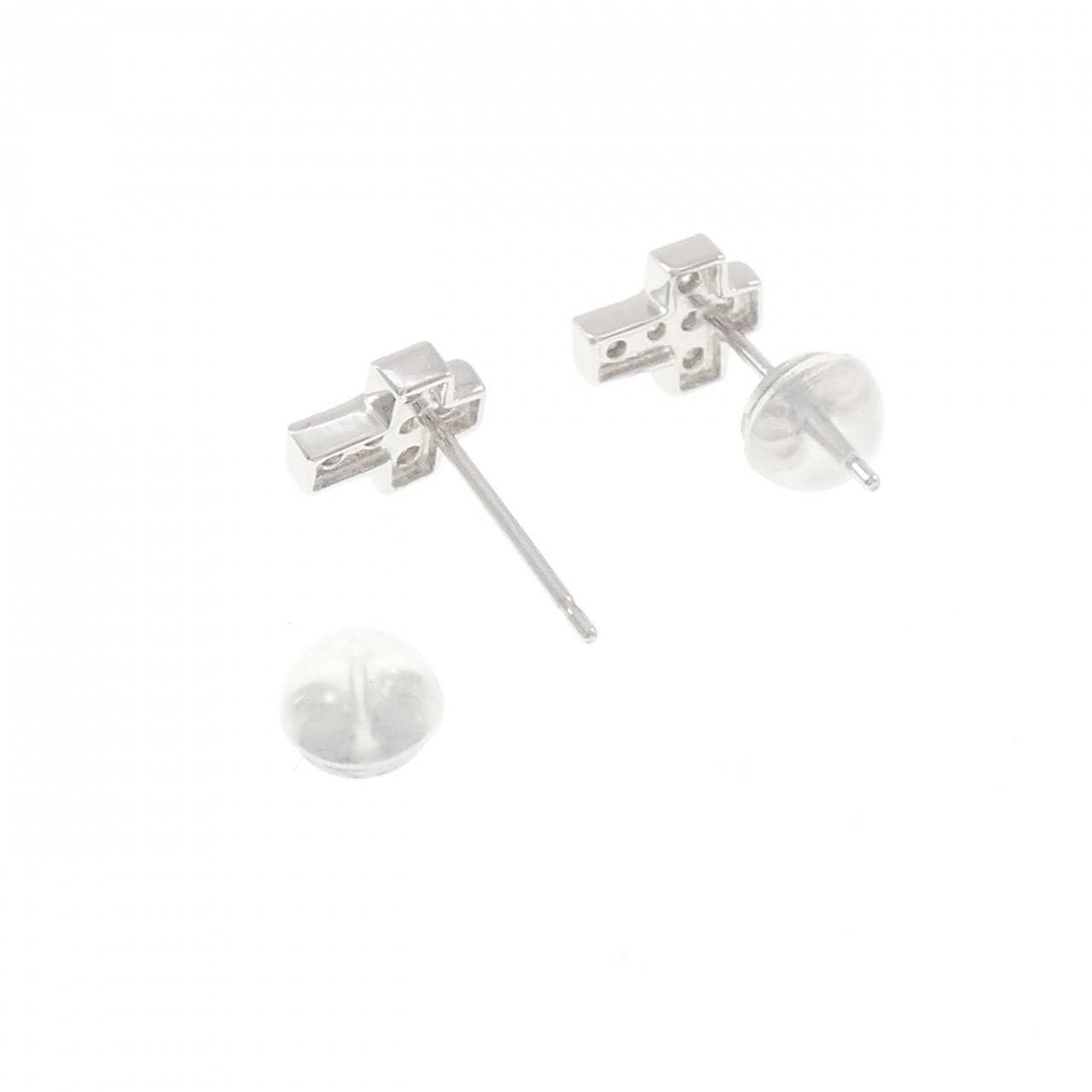 K18WG クロス ダイヤモンド ピアス 0.20CT