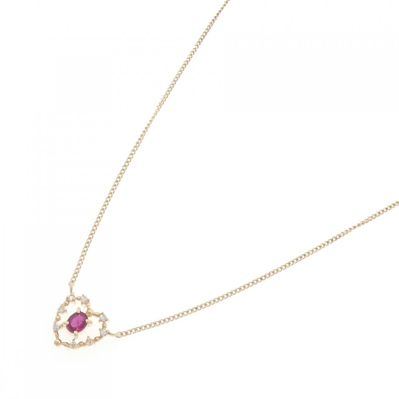 K18YG ハート ルビー ネックレス 0.24CT