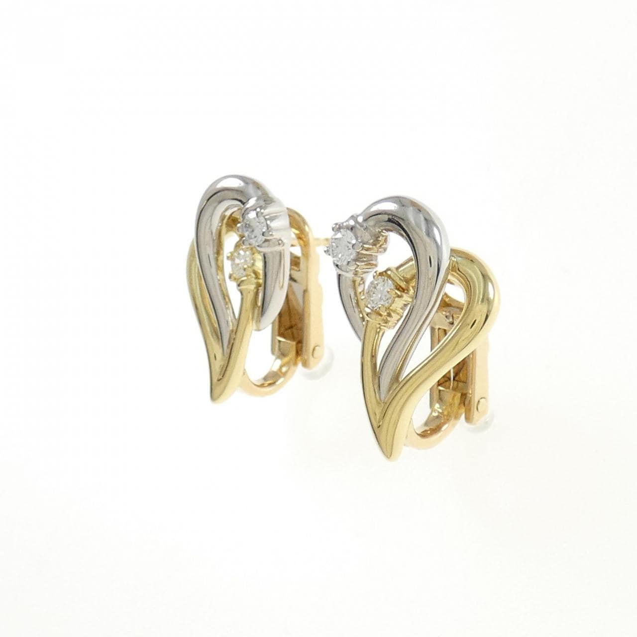 750YG/PT Diamond earrings 0.29CT