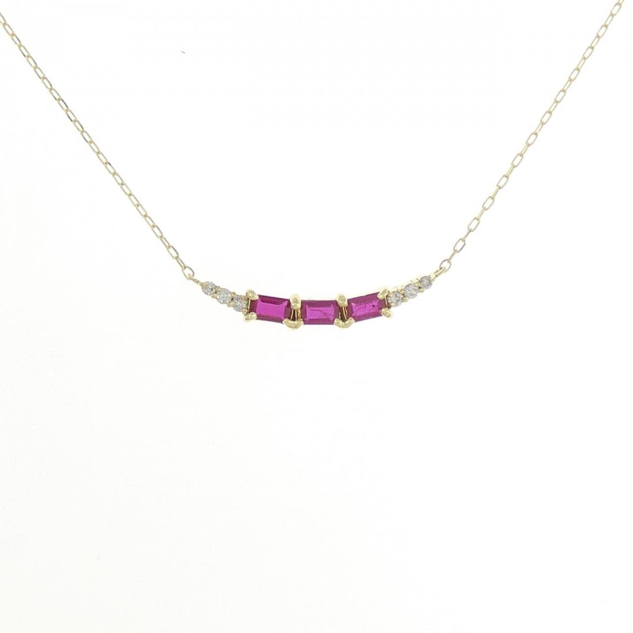 [BRAND NEW] K18YG Ruby Necklace 0.27CT