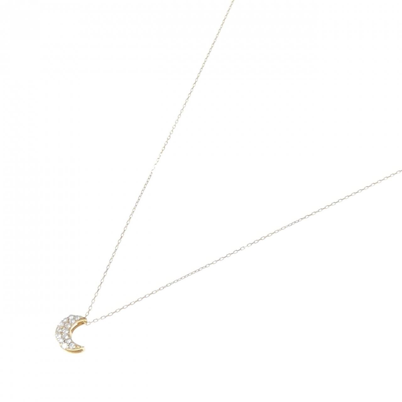 [BRAND NEW] K18YG Moon Diamond Necklace 0.10CT