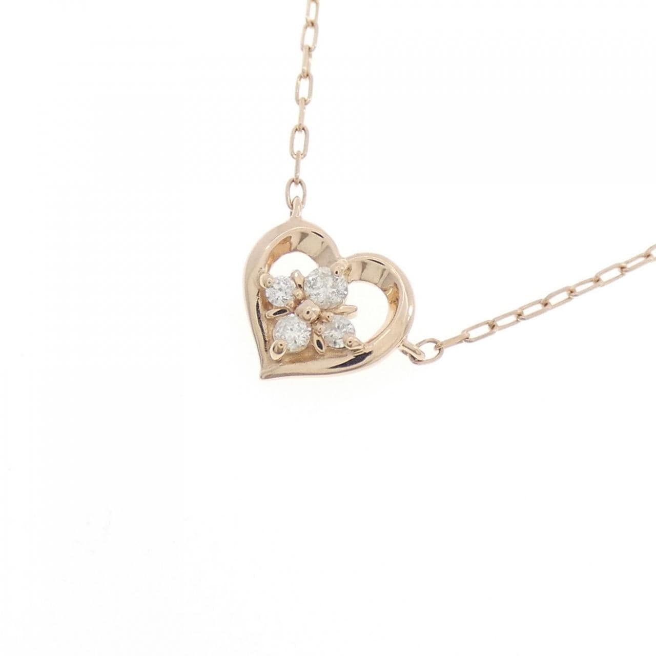 4゜C Heart x Flower Diamond Necklace