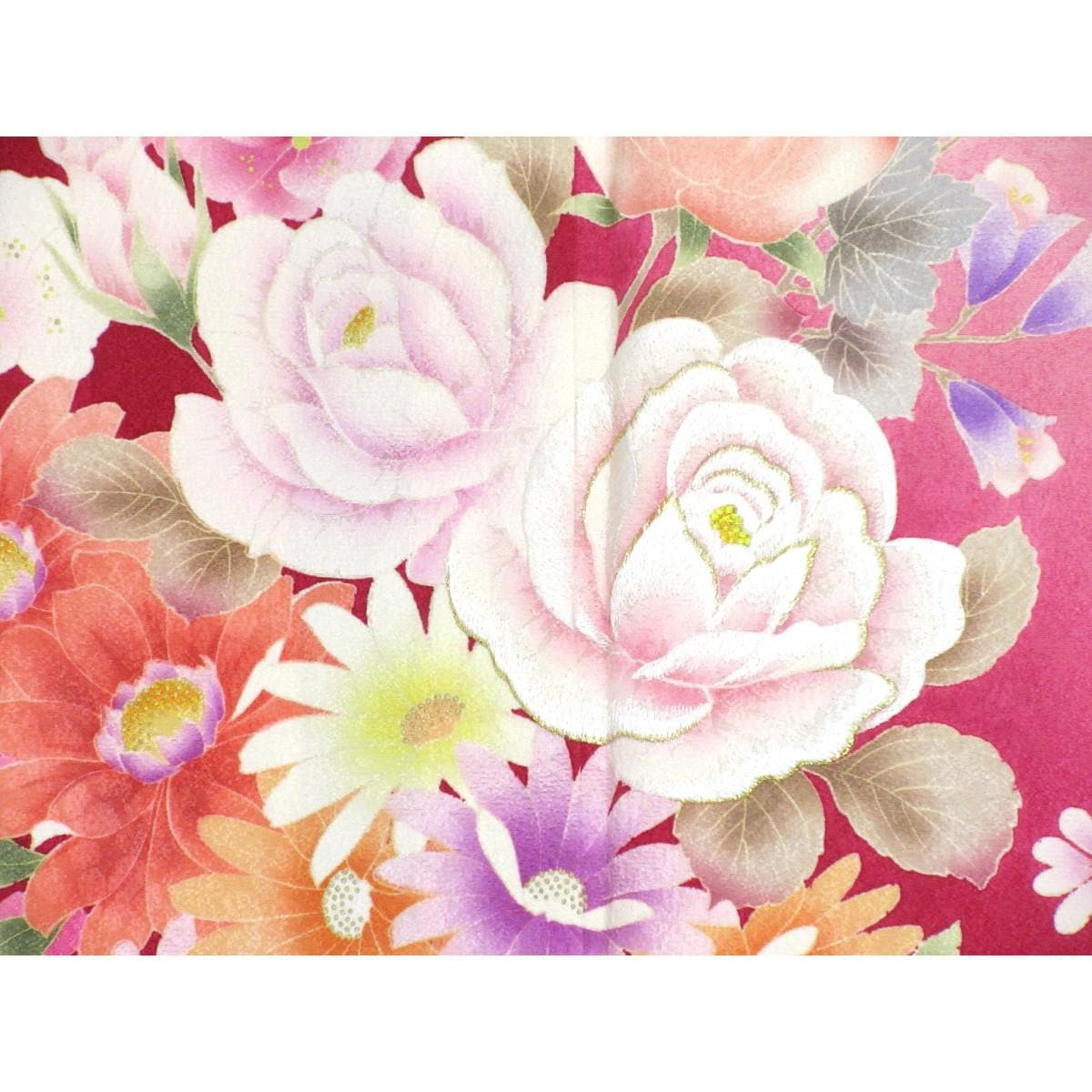 振袖　友禅金彩加工　刺繍入りボカシ染