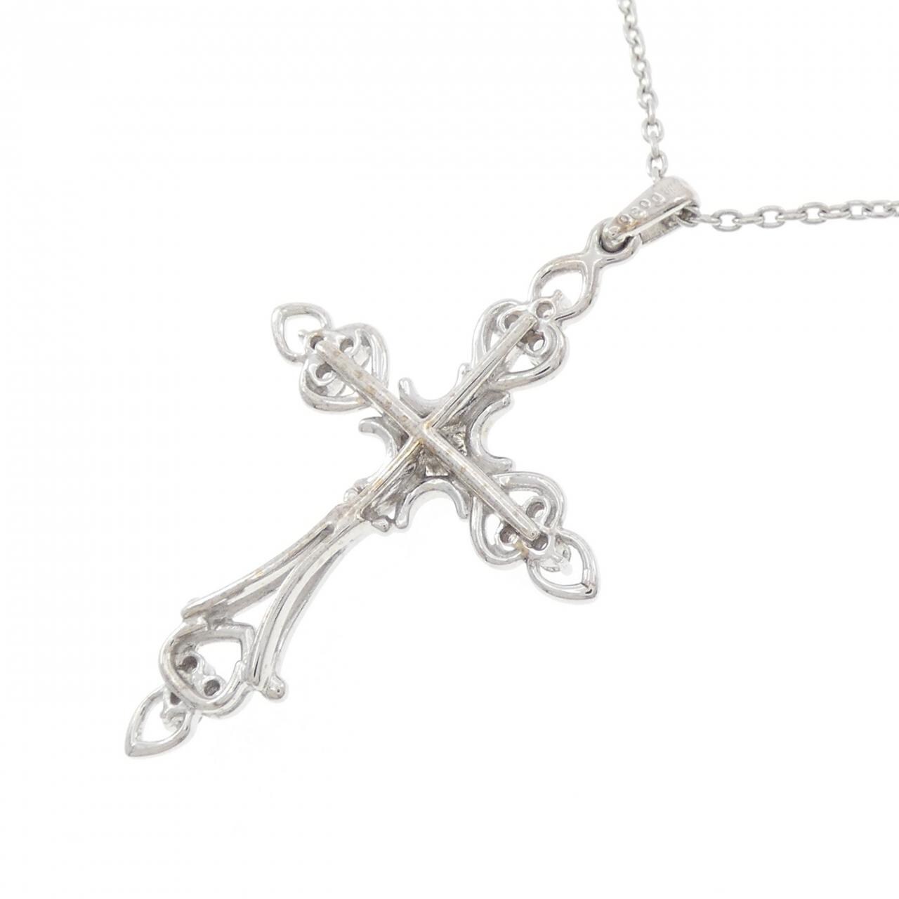 K18WG クロス ダイヤモンド ネックレス 0.30CT