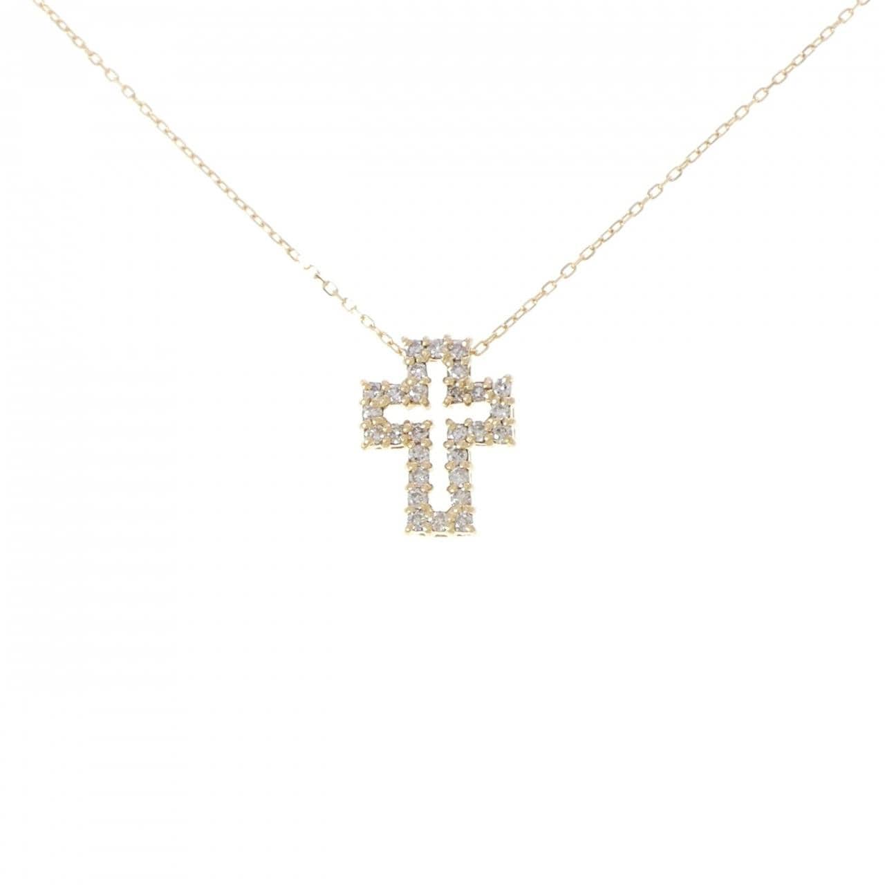 K18YG クロス ダイヤモンド ネックレス 0.35CT
