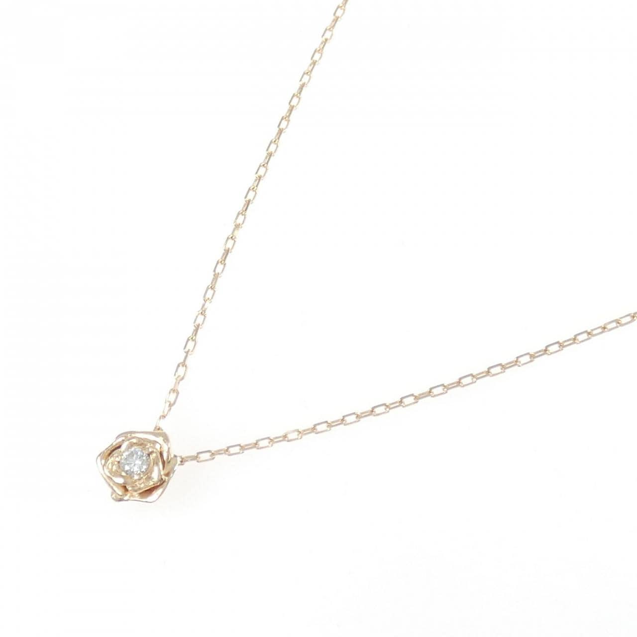 K10PG/10KPG ローズ ダイヤモンド ネックレス 0.05CT
