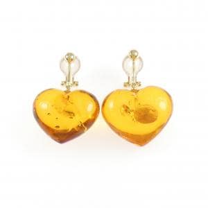 K18YG ハート 琥珀 イヤリング