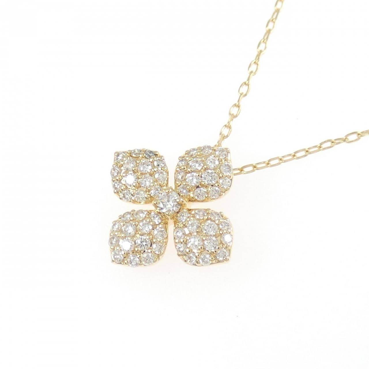 K18YG フラワー ダイヤモンド ネックレス 0.26CT