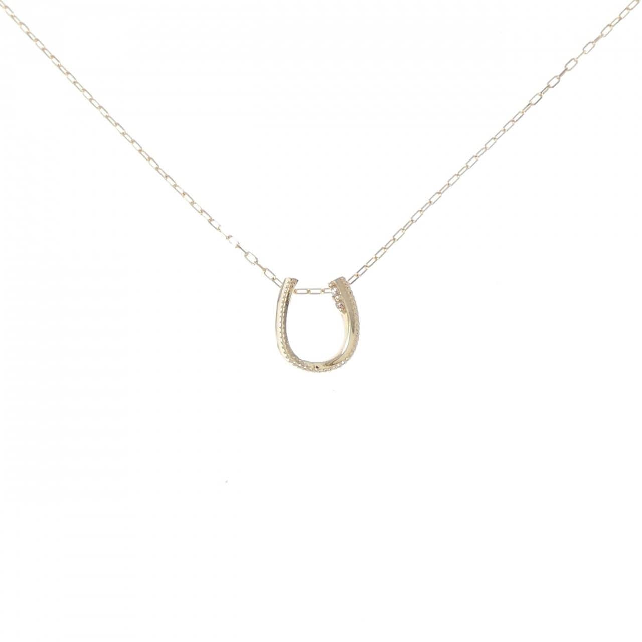 K10YG ホースシュー ダイヤモンド ネックレス 0.01CT