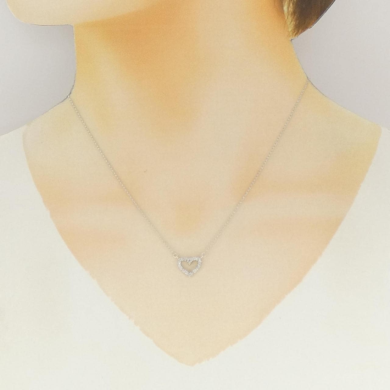 K18WG ハート ダイヤモンド ネックレス 0.2CT
