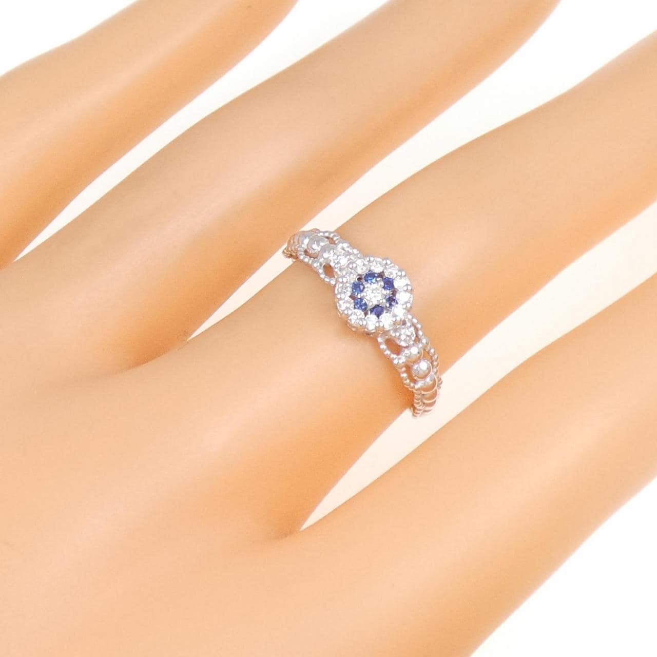 K18WG サファイヤ リング 0.05CT