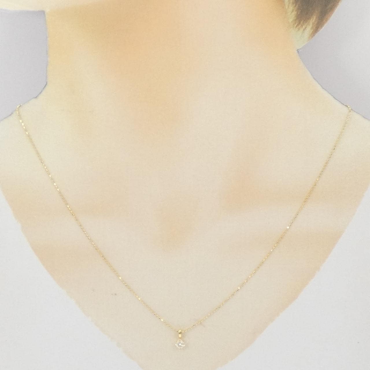 K18YG ソリティア ダイヤモンド ネックレス 0.17CT