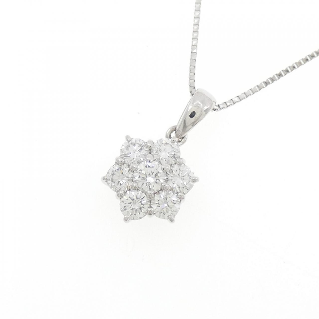 PT950/PT850 フラワー ダイヤモンド ネックレス 0.64CT