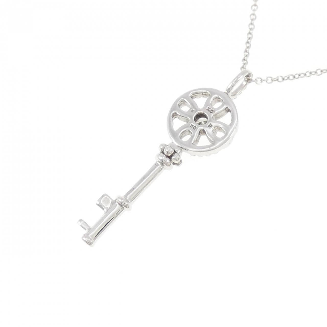 K10WG キー×フラワー ダイヤモンド ネックレス