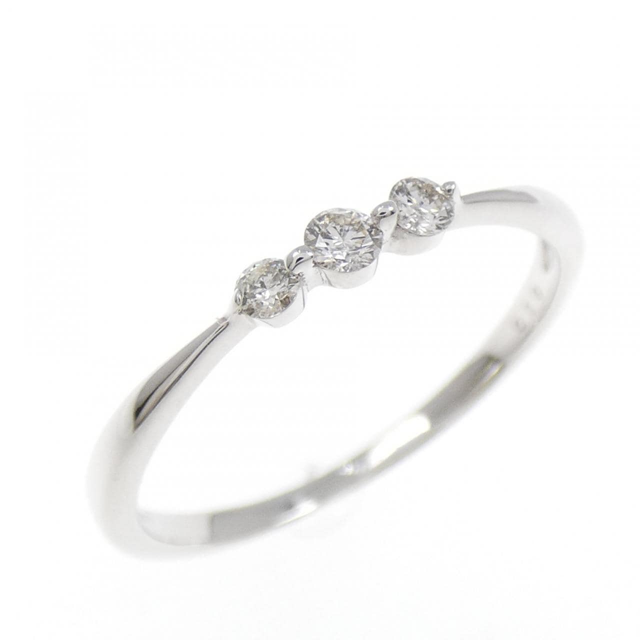 K18WG スリーストーン ダイヤモンド リング 0.10CT