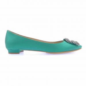 マノロブラニク MANOLO BLAHNIK HANGISIFLAT サテン フラットシューズ