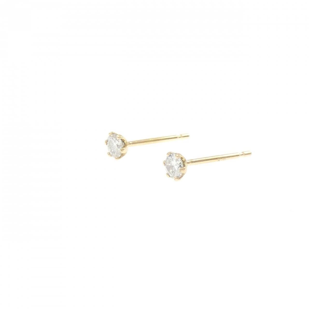 K18YG ソリティア ダイヤモンド ピアス 0.16CT