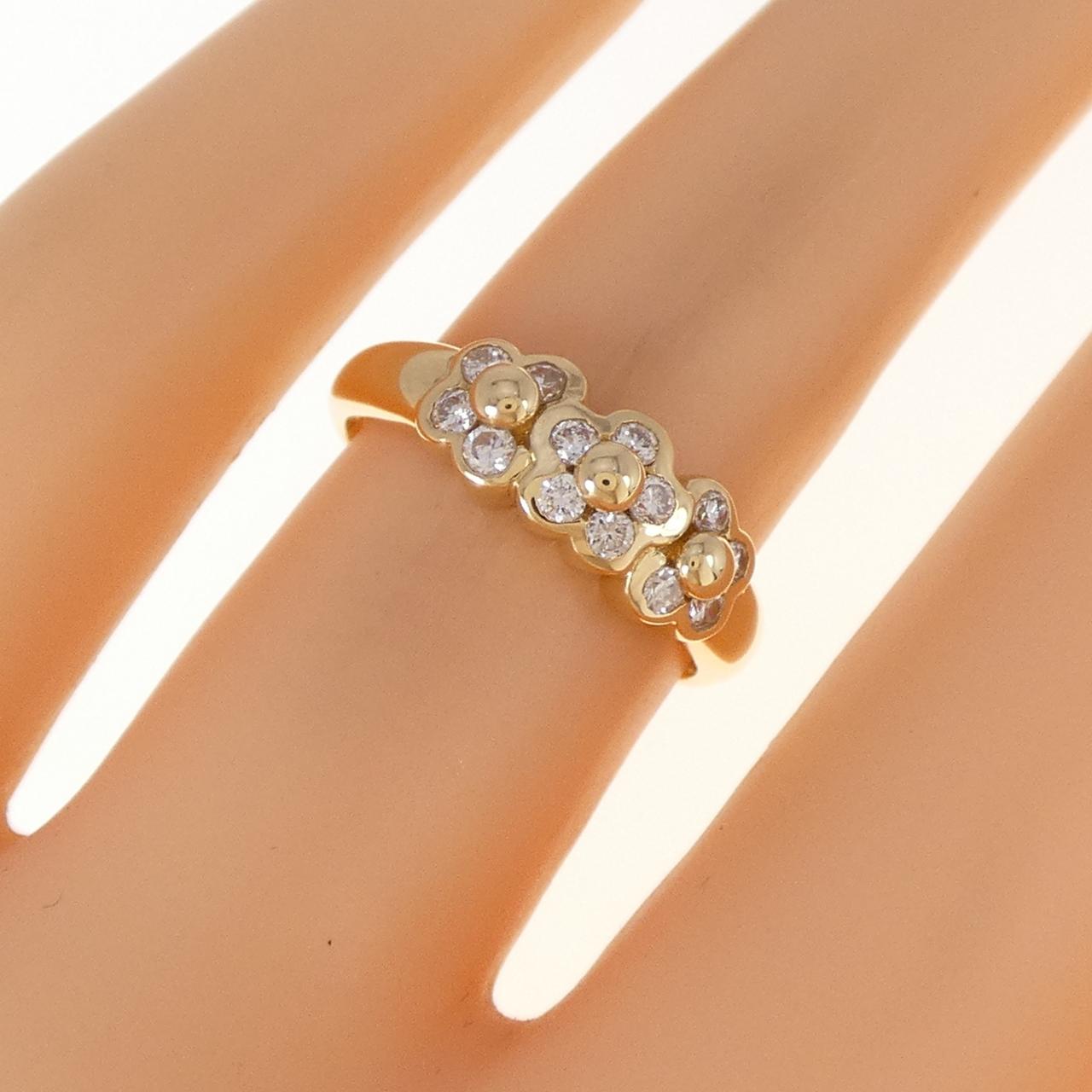 K18YG花朵鑽石戒指0.20CT