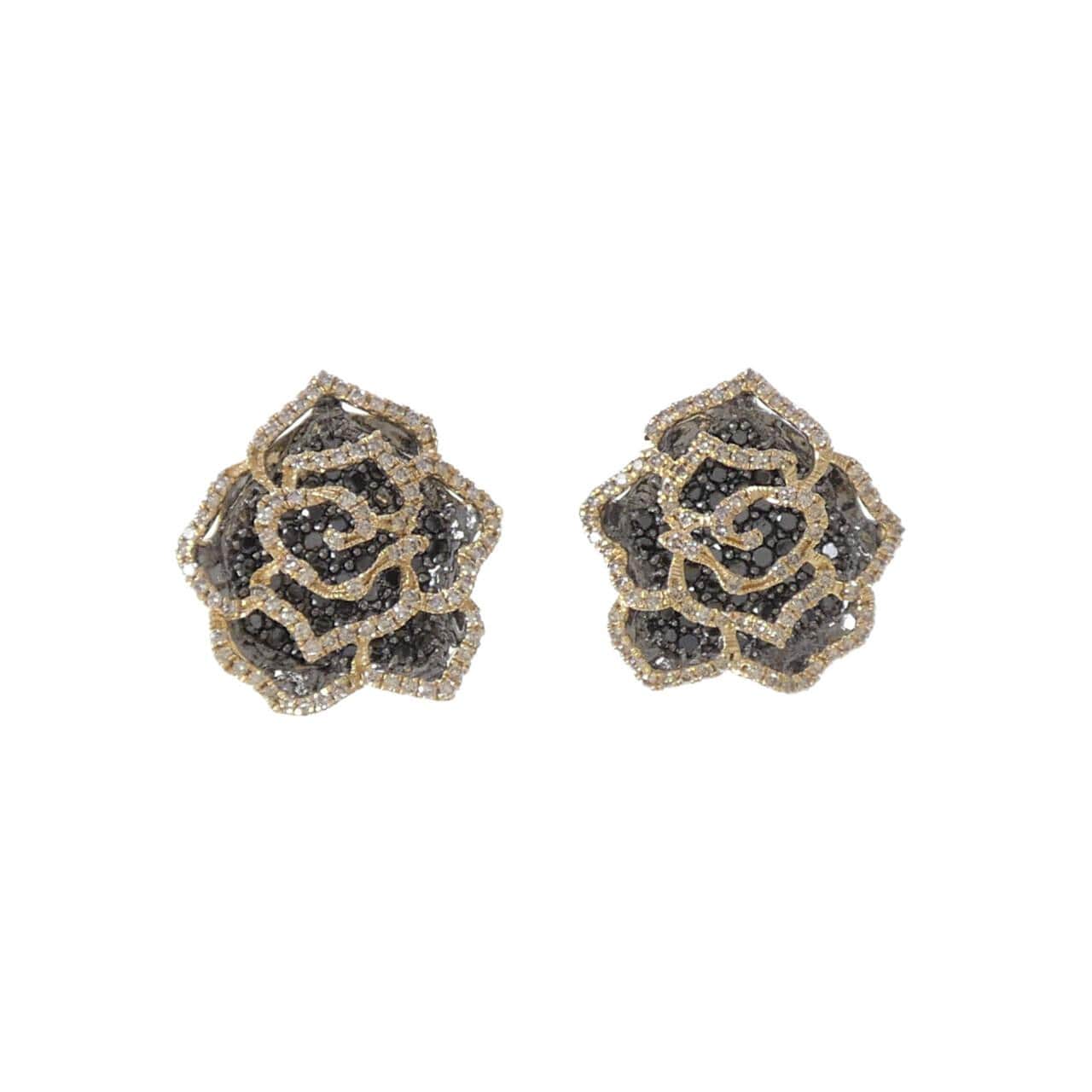 K18スリーカラー ローズ ダイヤモンド ピアス 2.00CT