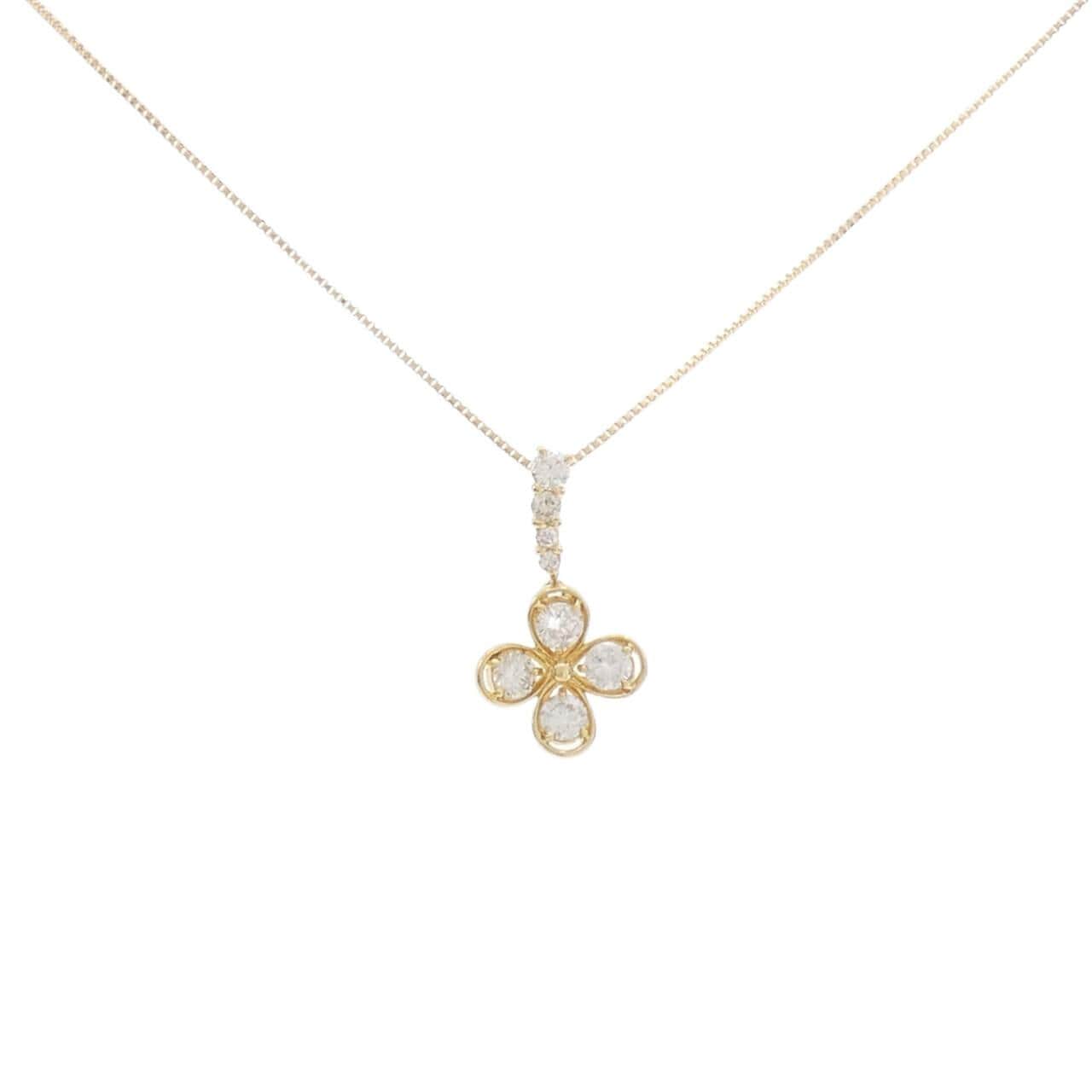 K18YG フラワー ダイヤモンド ネックレス 0.50CT