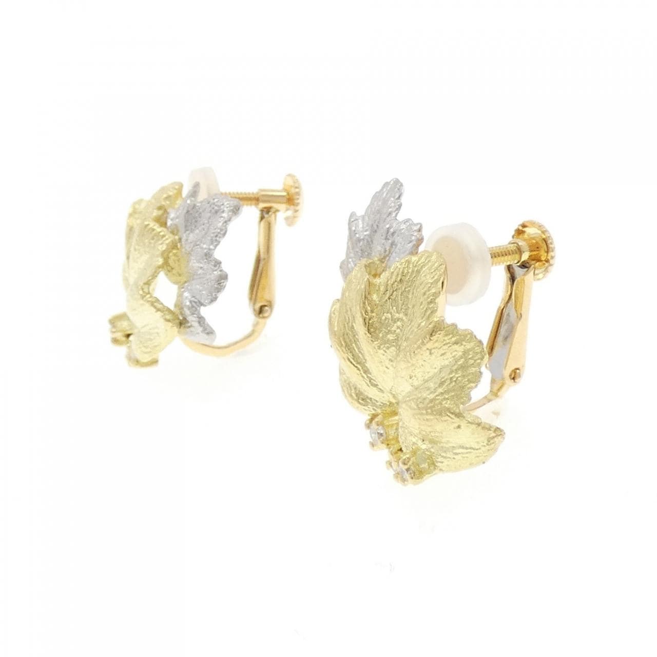 K18YG/PT900鑽石耳夹0.08CT