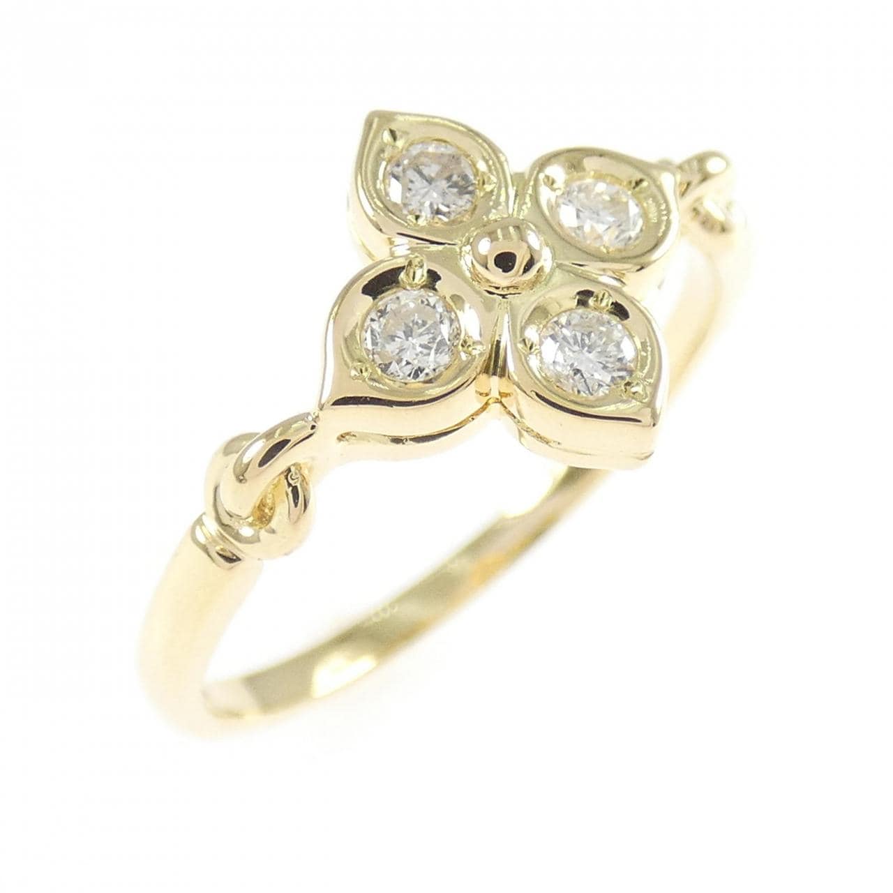 K18YG フラワー ダイヤモンド リング 0.14CT