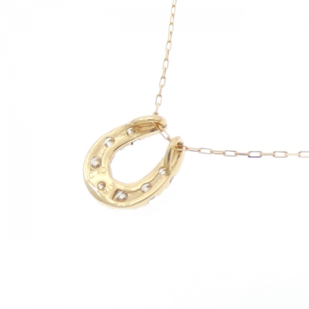 【新品】K18YG ホースシュー ダイヤモンド ネックレス 0.10CT