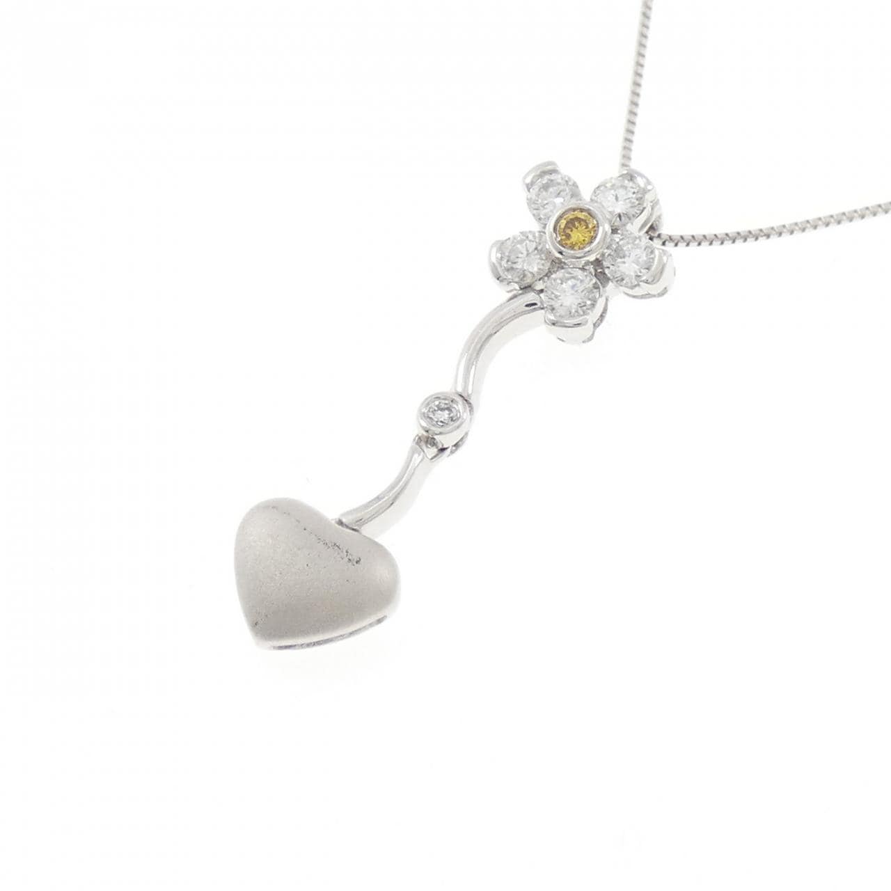 カラチ フラワー×ハート ダイヤモンド ネックレス 0.02CT