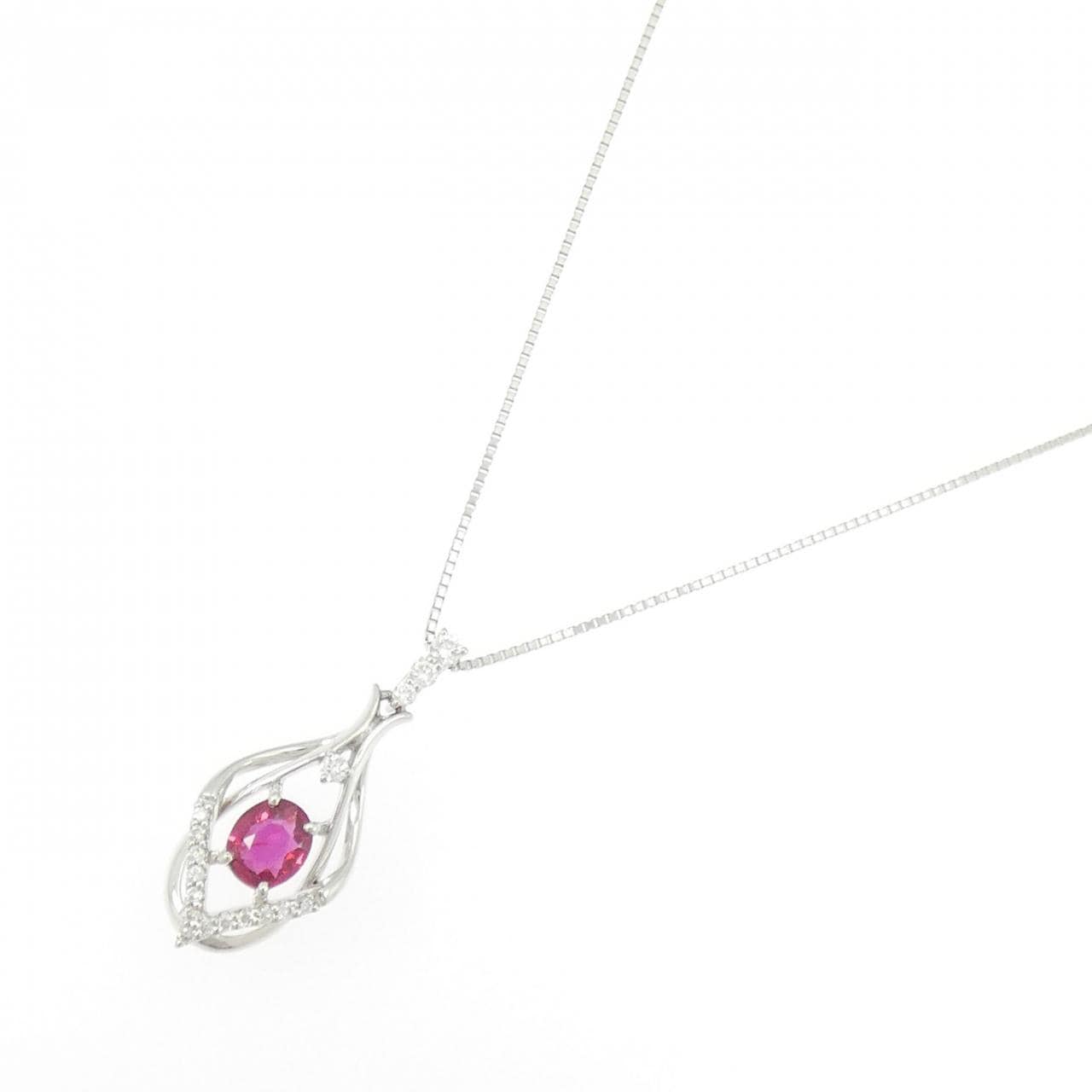 PT900/PT850 ルビー ネックレス 0.60CT