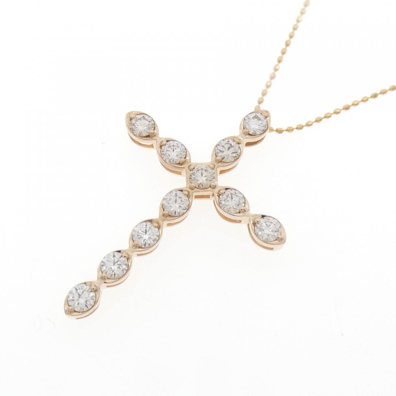 K18PG クロス ダイヤモンド ネックレス 1.00CT