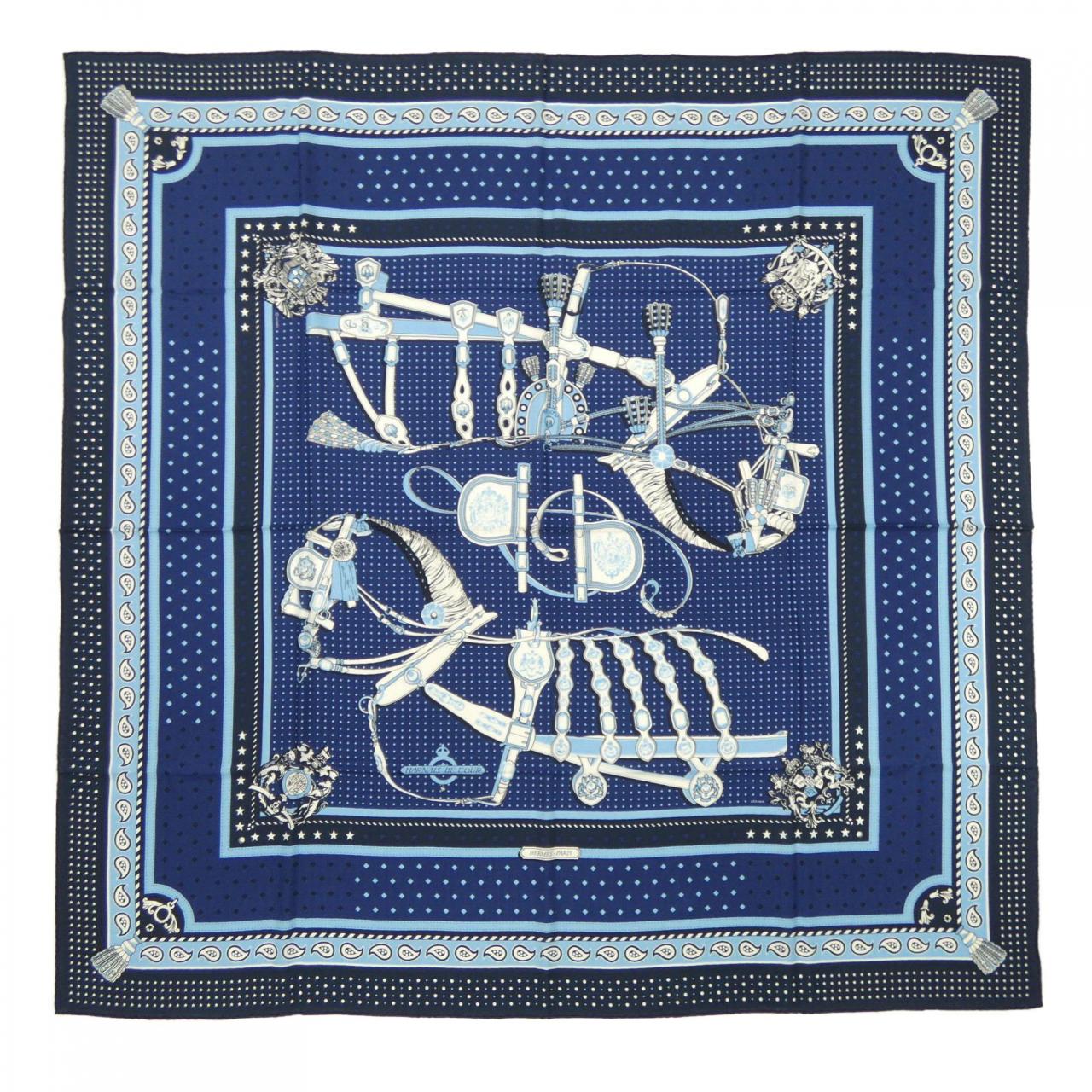 HERMES HERMES HARNAIS DE COUR BANDANA H243935S Callegerian 140 Shawl