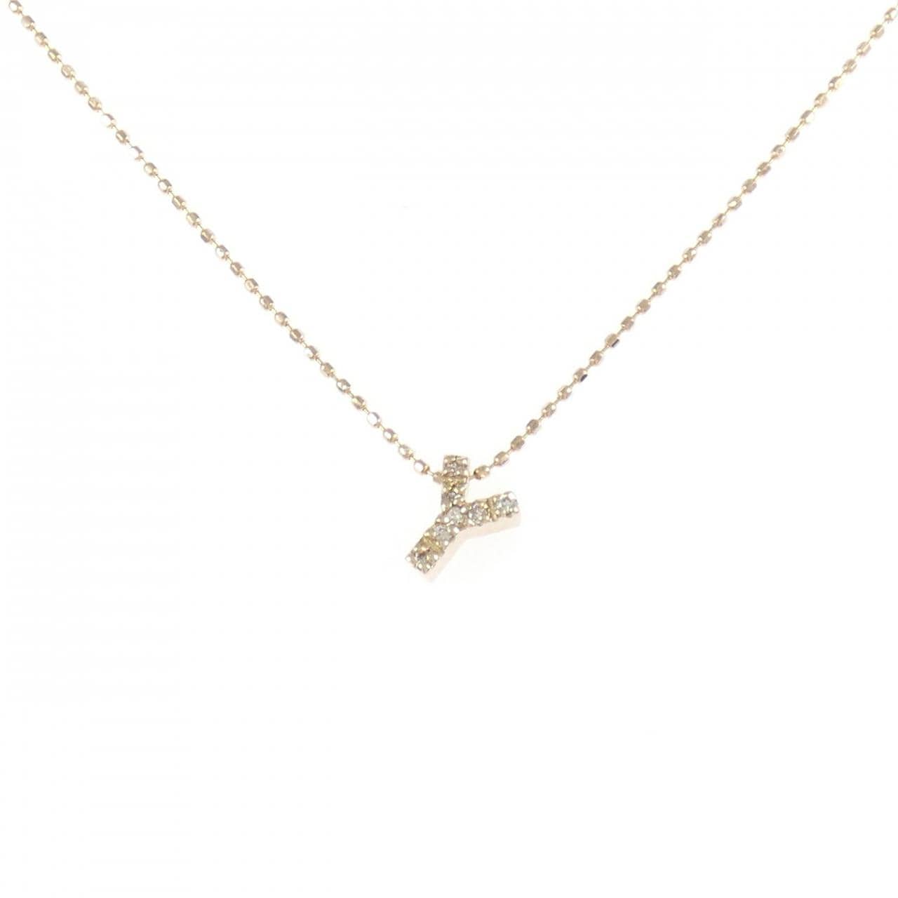 K18PG/750PG イニシャルY ダイヤモンド ネックレス 0.04CT