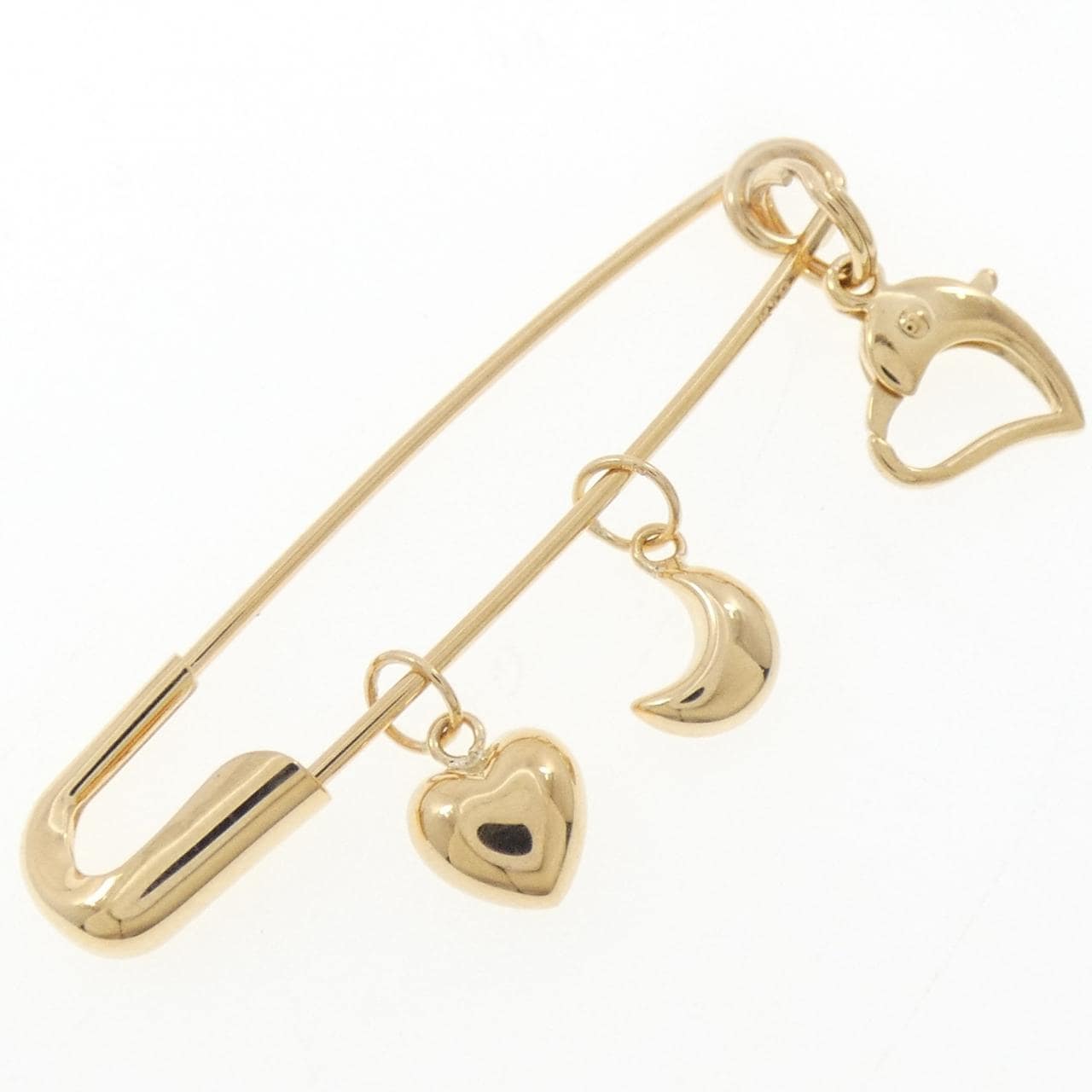 K18YG ハート×ムーン ブローチ