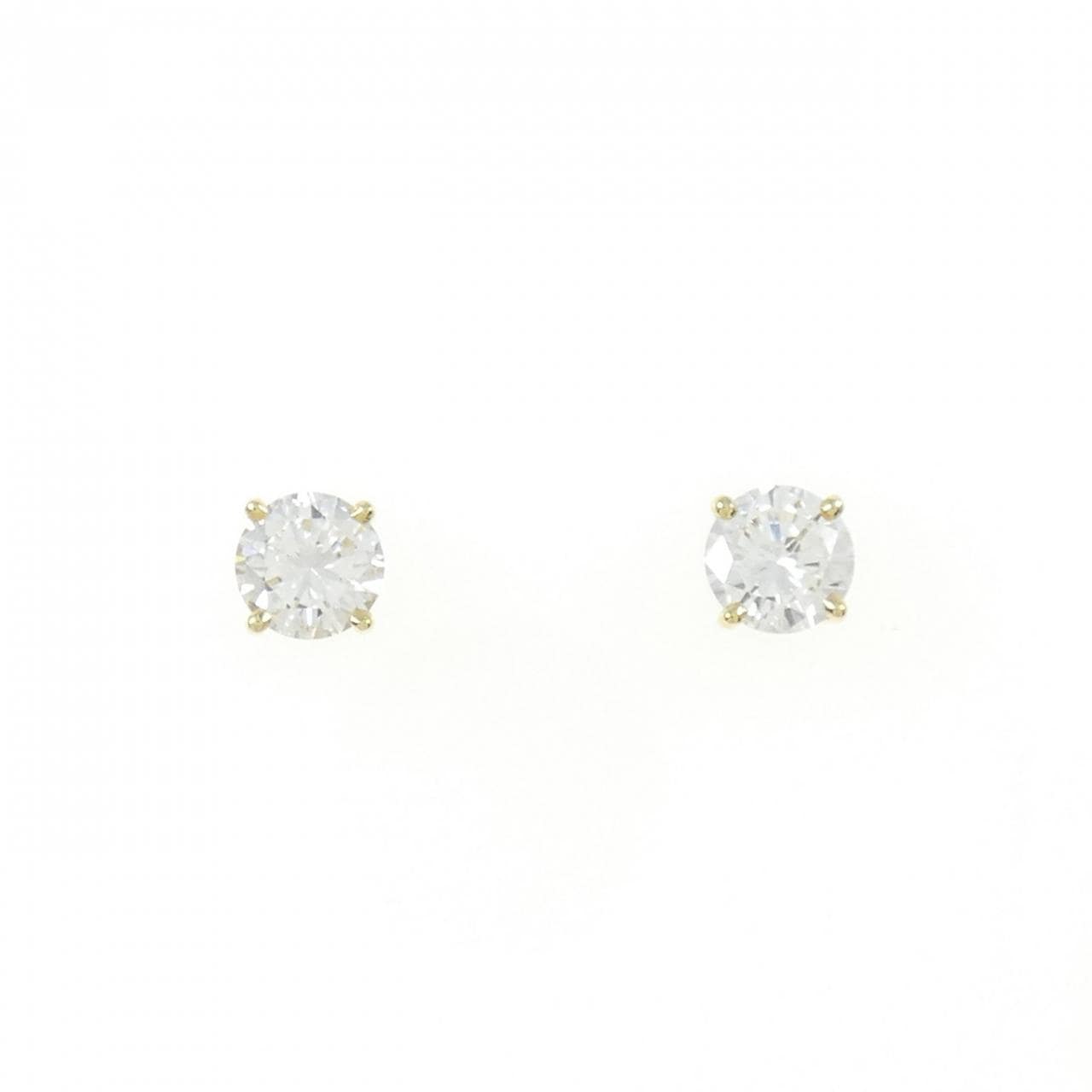 K18YG solitaire Diamond earrings